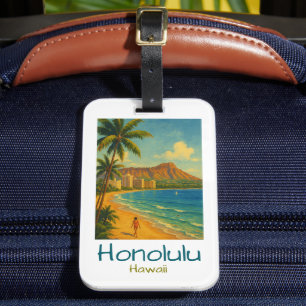 Retro Honolulu Hawaii Waikiki Beach Bagagebricka