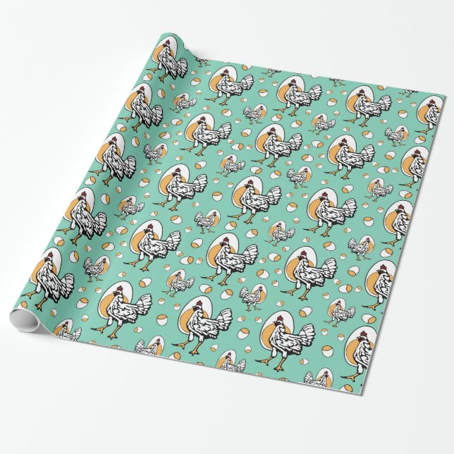 Retro hönor som slår in papper presentpapper (Utrullad)