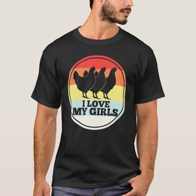 Retro Höns Höna Kyckling T Shirt (Framsida)