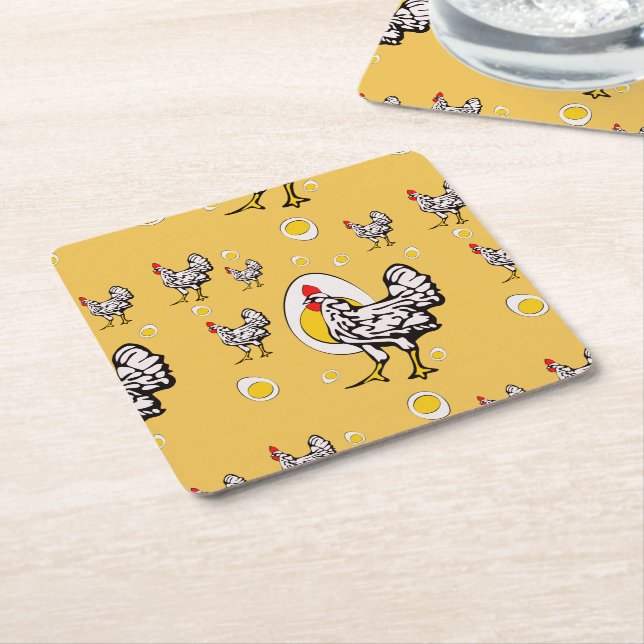 Retro höns underlägg papper kvadrat (Vinklad)