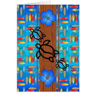 Retro Honu Surfboard Hälsningskort
