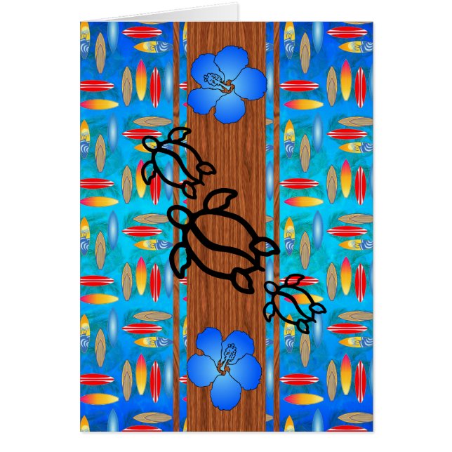 Retro Honu Surfboard Hälsningskort (Framsidan)
