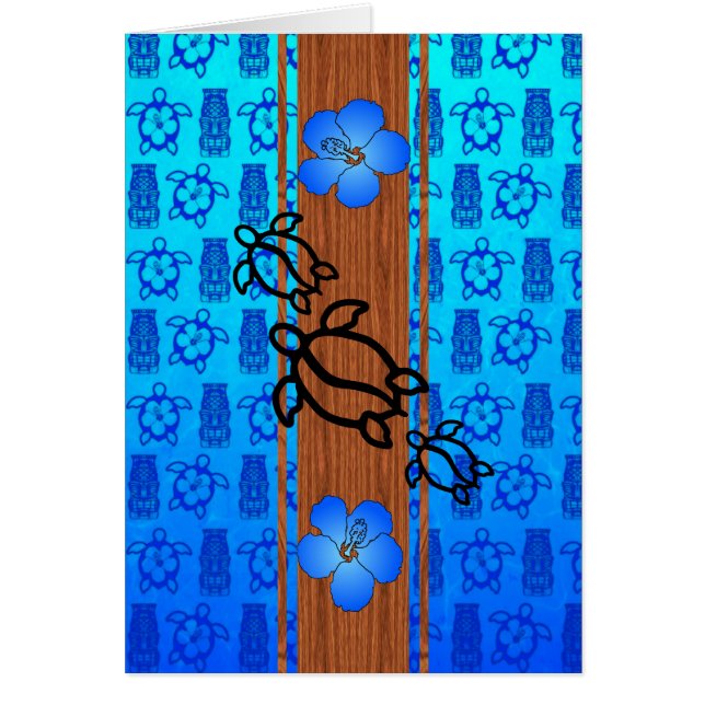 Retro Honu Surfboard Hälsningskort (Framsidan)