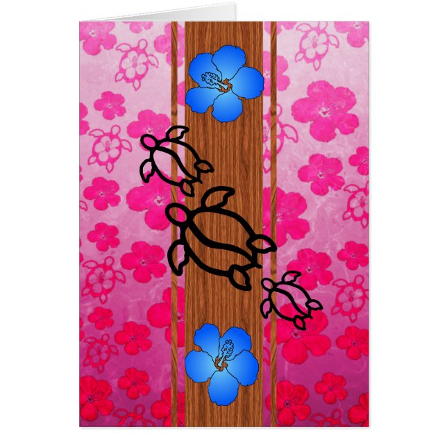 Retro Honu Surfboard Hälsningskort (Framsidan)