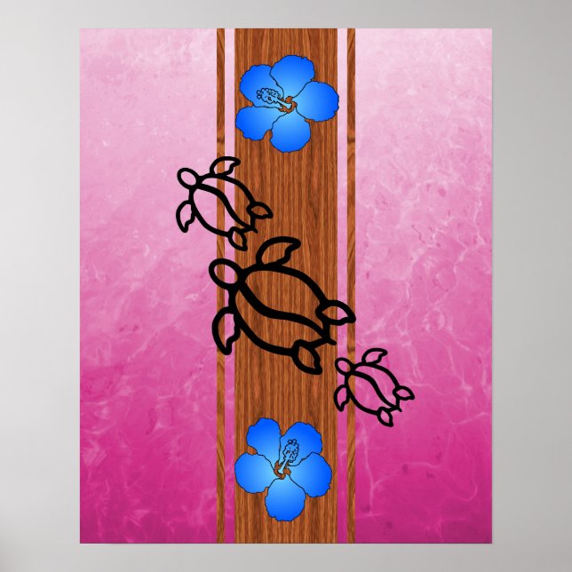 Retro Honu Surfboard Poster (Framsidan)