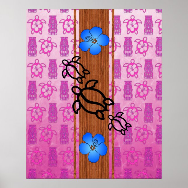 Retro Honu Surfboard Poster (Framsidan)