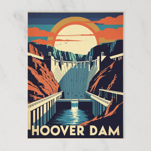 Retro Hoover Dam Engineering Marvel Vykort