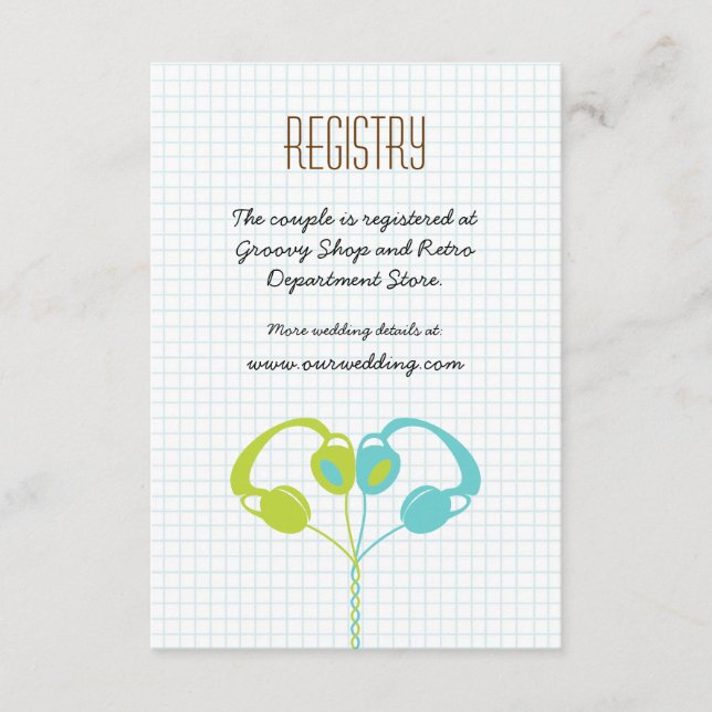 Retro-hörlurar Heart Music Bröllop Red and Black Tilläggskort (Framsida)