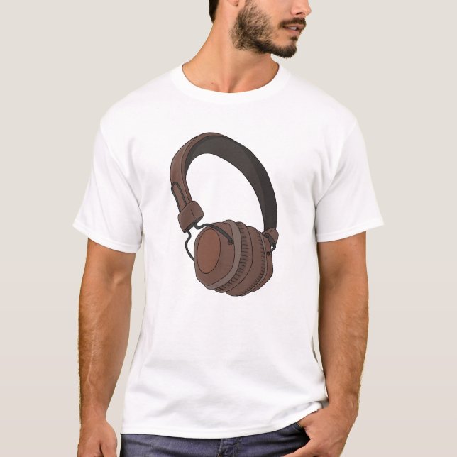 Retro hörlursdesign för musikkärare t shirt (Framsida)