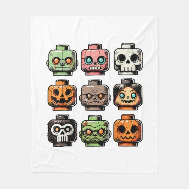 Retro Horror Brick Head Scary Halloween Mask Fleecefilt (Framsidan)