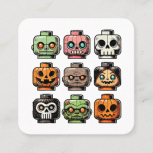 Retro Horror Brick Head Scary Halloween Mask Fyrkantigt Visitkort