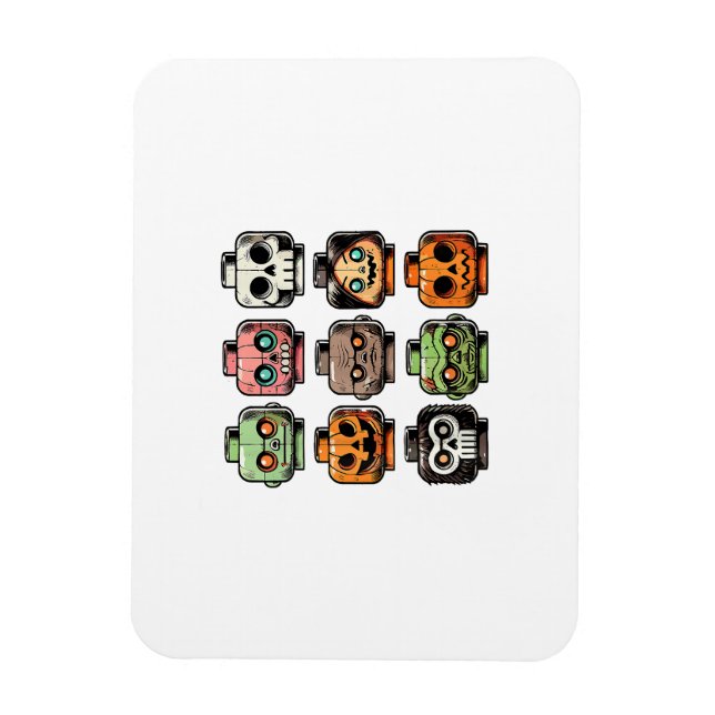 Retro Horror Brick Head Scary Halloween Mask Magnet (Vertikal)