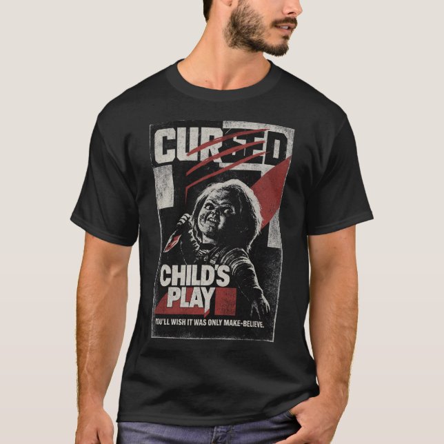 Retro Horror Doll Slasher Poster T Shirt (Framsida)