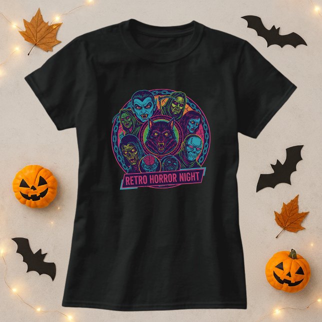 Retro Horror Night Monsters T Shirt (Skapare uppladdad)