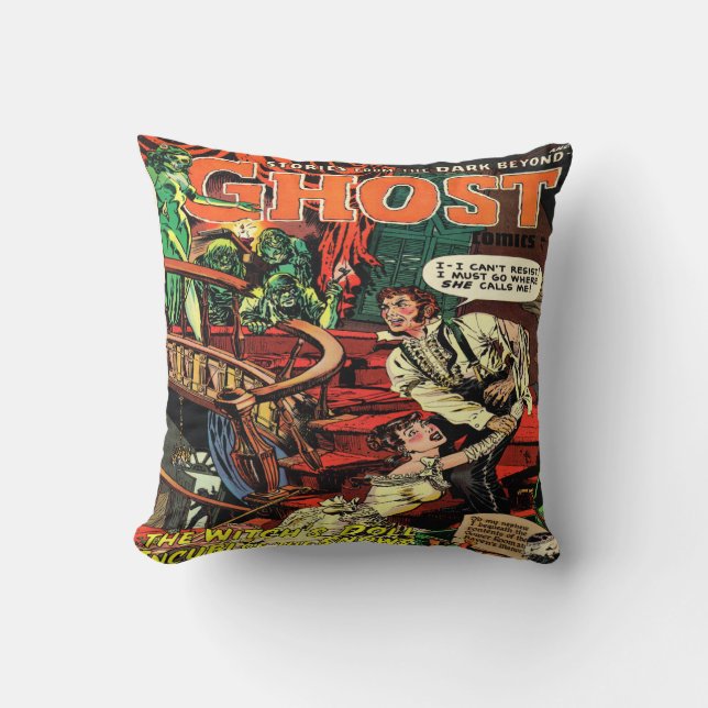 Retro Horror Tecknad Bok Decorative Dekorativ kudd Kudde (Framsida)