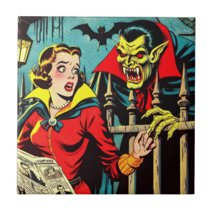 Retro Horror Vampire Tecknads Kakelplatta