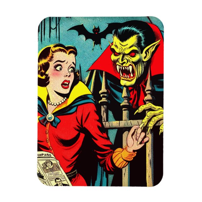 Retro Horror Vampire Tecknads Magnet (Vertikal)