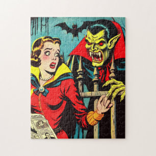 Retro Horror Vampire Tecknads Pussel