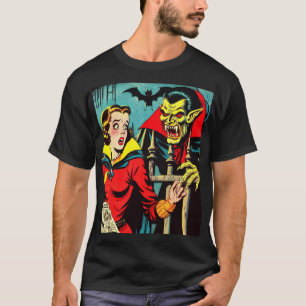 Retro Horror Vampire Tecknads T Shirt