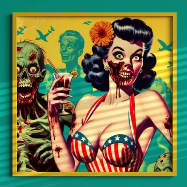 Retro Horror Zombie Pin-up Poster (Skapare uppladdad)