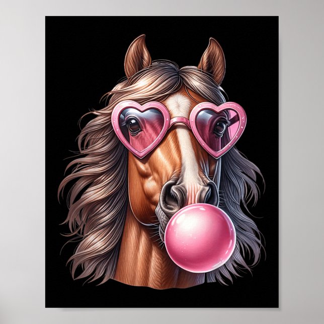Retro Horse Bubble Gum with Sungles Horse Poster (Framsidan)