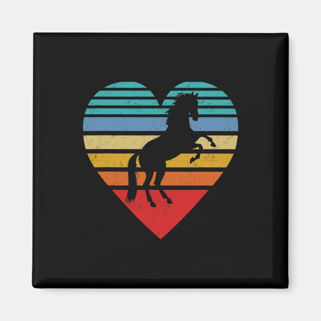 Retro Horse Heart Animal Kärlek Magnet (Framsidan)