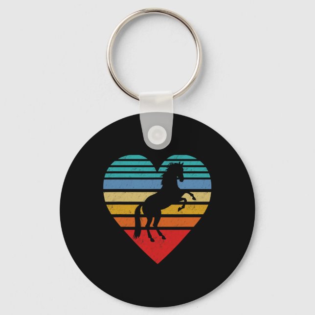 Retro Horse Heart Animal Kärlek Nyckelring (Framsida)