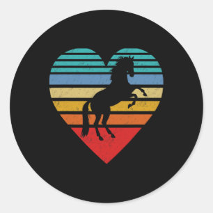 Retro Horse Heart Animal Kärlek Runt Klistermärke