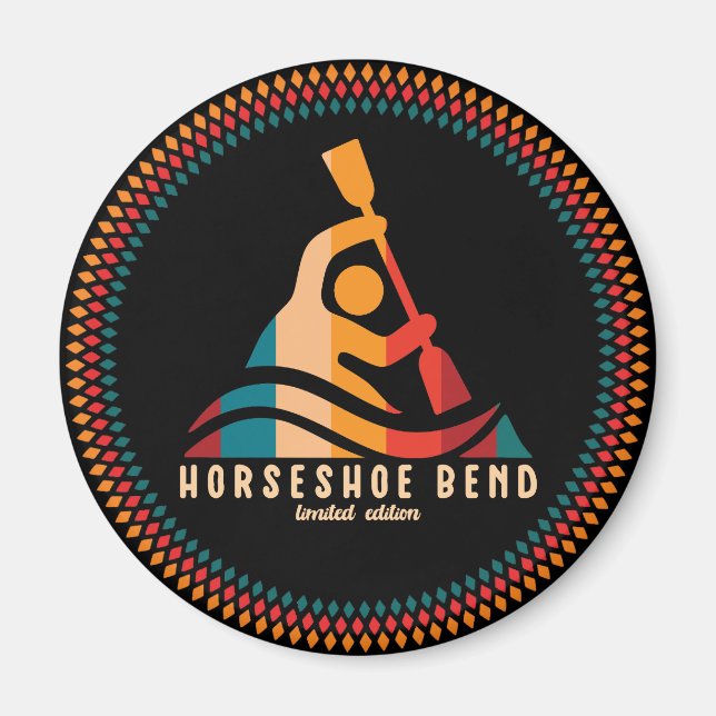 Retro Horseshoe Bend Kayaking Magnet (Framsidan)