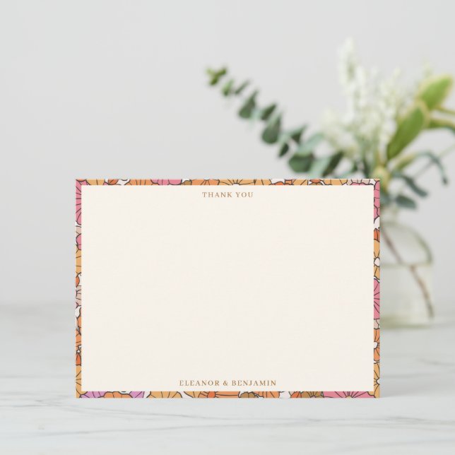 Retro Höst Blommig Anpassad Mixad Par Babyshower Tack Kort (Stående Fram)