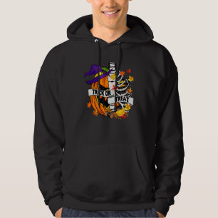 Retro höstlöv trick or treat halloween pumpa hoodie
