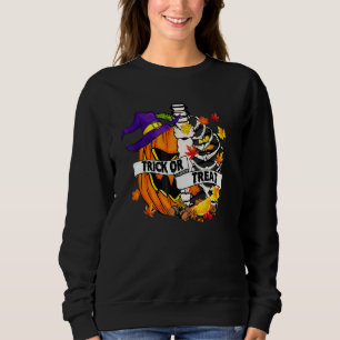 Retro höstlöv trick or treat halloween pumpa t shirt