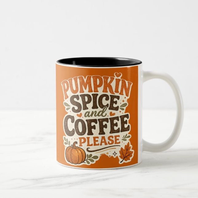 Retro höstpumpa och kaffe tack Två-Tonad mugg (Höger)