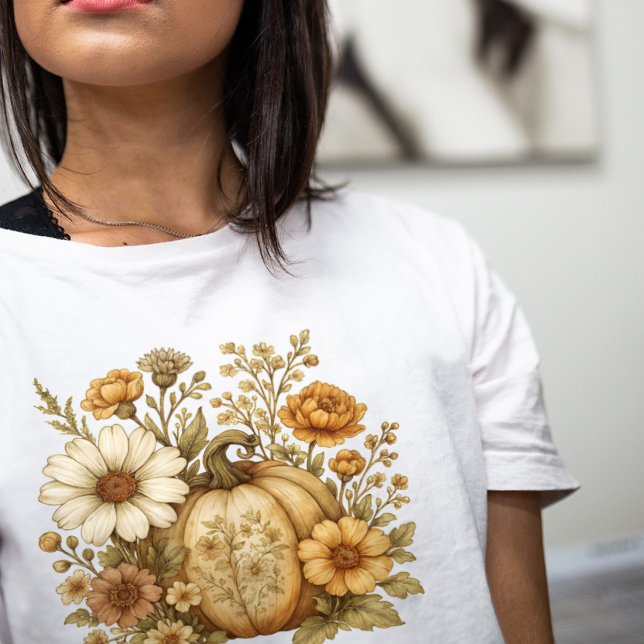 Retro höststämning blommig pumpaälskare t shirt (Skapare uppladdad)