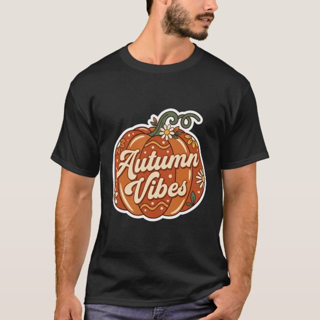 Retro Höststämning Pumpa Söt Höst Grafik T Shirt (Framsida)