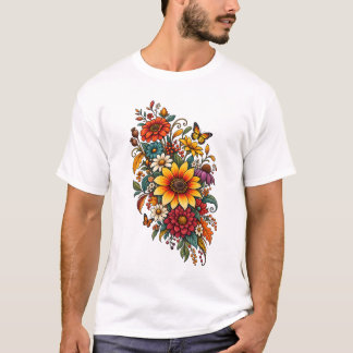 Retro höstvildblommor t shirt