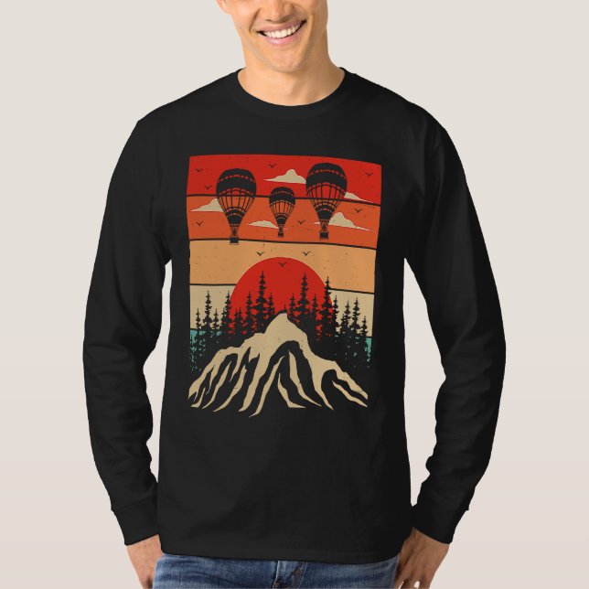 Retro Hot Air Balloon Riding Balloons Expert Rider T Shirt (Framsida)