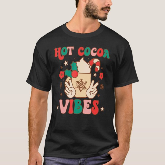 Retro Hot Cocoa Vibes  Christmas Costume Xmas Wome T Shirt (Framsida)