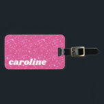 Retro Hot Pink Glitter Gnistrande y2k Personlig Bagagebricka<br><div class="desc">Retro y2k Hot Pink Glitter Gnistrande Personlig Namn Bagage Tag</div>