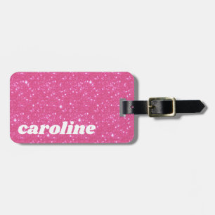 Retro Hot Pink Glitter Gnistrande y2k Personlig Bagagebricka