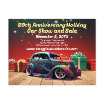 Retro Hot rod Auto Helgdag-vykort