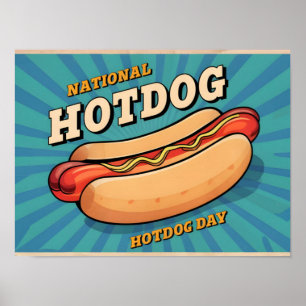 Retro Hotdog Illustration for National Hotdog Day Poster