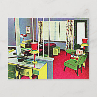 Retro Hotel Room Vykort