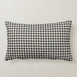 Retro Houndstooth mönstersvart och kräm Lumbarkudde