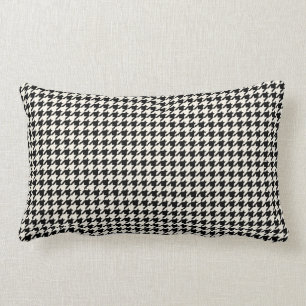 Retro Houndstooth mönstersvart och kräm Lumbarkudde