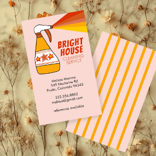 Retro House Städning Service Spray Flaska färgstar Visitkort
