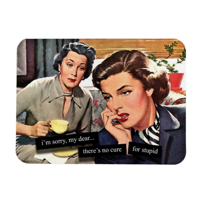 Retro Housefru 1950-talet, "No Cure for Stupid" Ma Magnet (Horisontell)