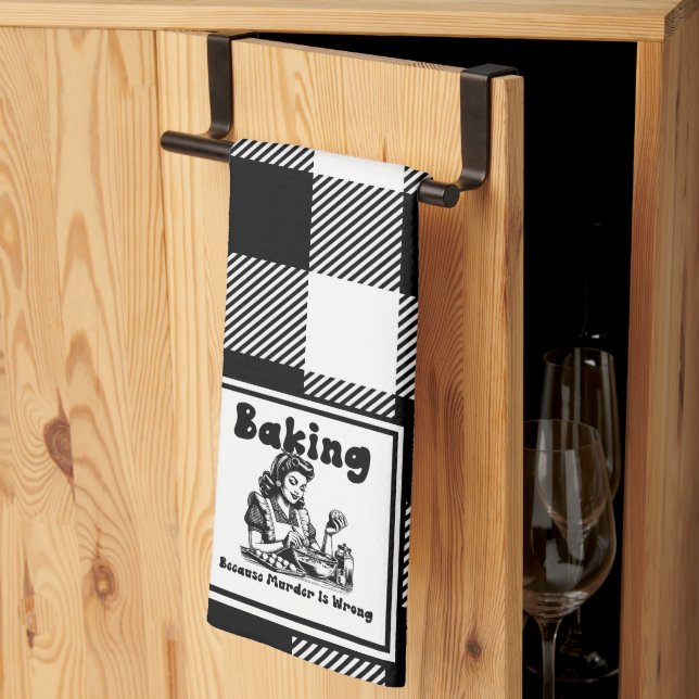 Retro Housefru Baking Humor Kitchen Towel Kökshandduk (Thirds Fold)