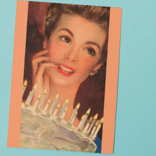 Retro Housefru Birthday Kort