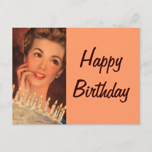 Retro Housefru Birthday Vykort